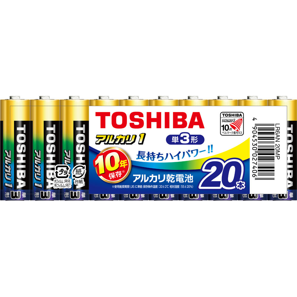 東芝 アルカリ１ 単３ ２０本 ＬＲ６ＡＮ２０ＭＰ 東芝電池