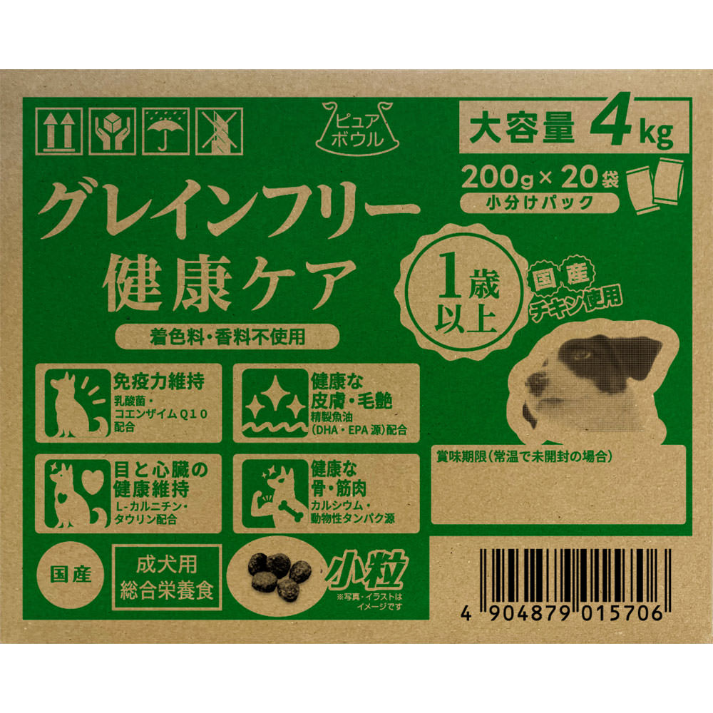 ピュアボウル　グレインフリー　１歳成犬用　大容量 ４ｋｇ（２００ｇ×２０） ペットライブラリー