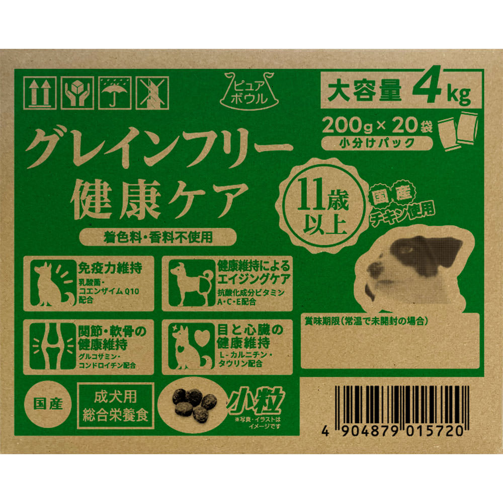 ピュアボウル　グレインフリー　１１歳成犬用　大容量 ４ｋｇ（２００ｇ×２０） ペットライブラリー