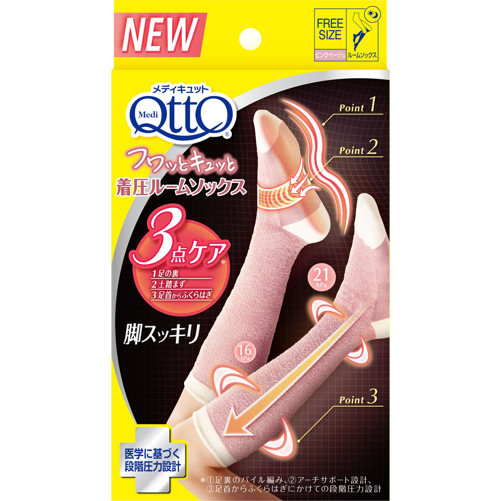 メディキュット フワッとキュッと 着圧ルームソックス ピンクベージュ レキットベンキーザー・ジャパン