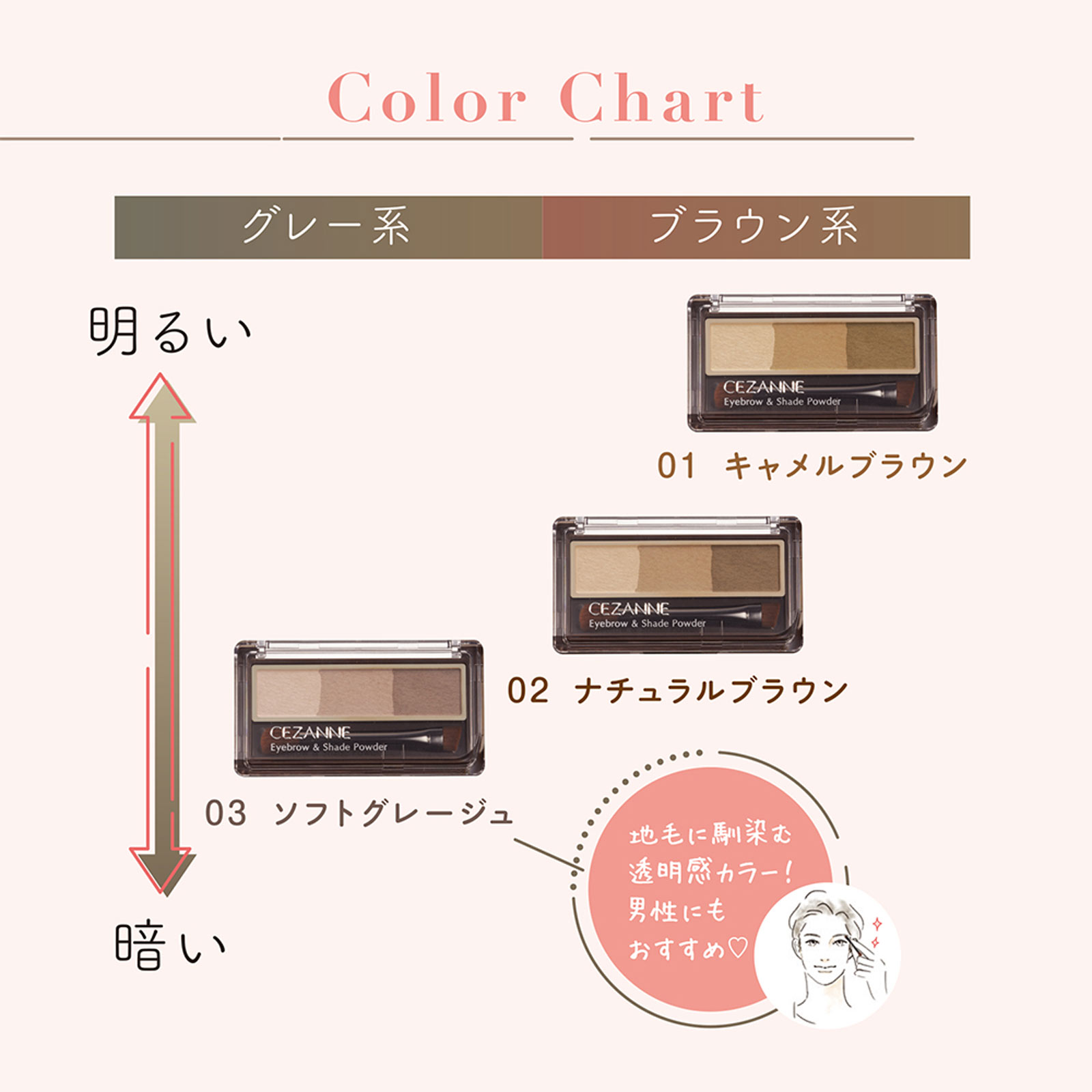 セザンヌ アイブロウ＆シェードパウダー 03 ソフトグレージュ ＿ セザンヌ化粧品