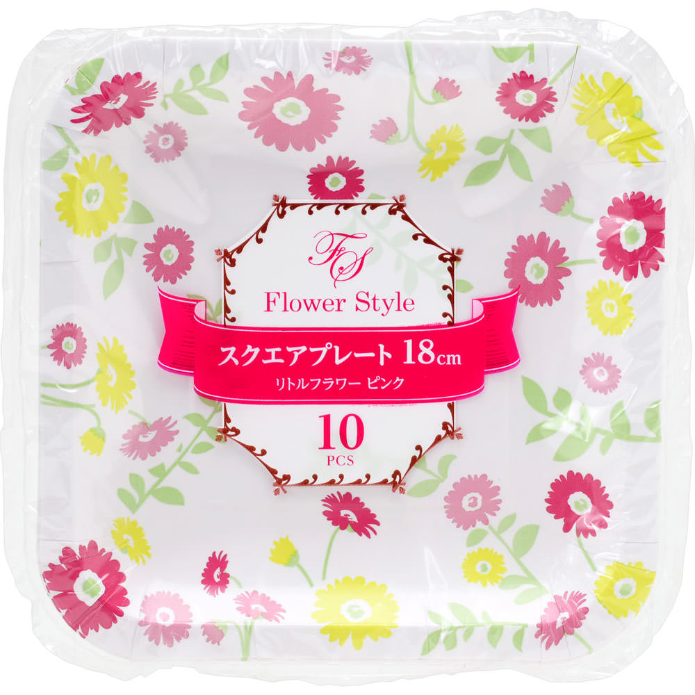 スクエアプレートリトルフラワー １８ｃｍ レッド １０枚 ストリックスデザイン