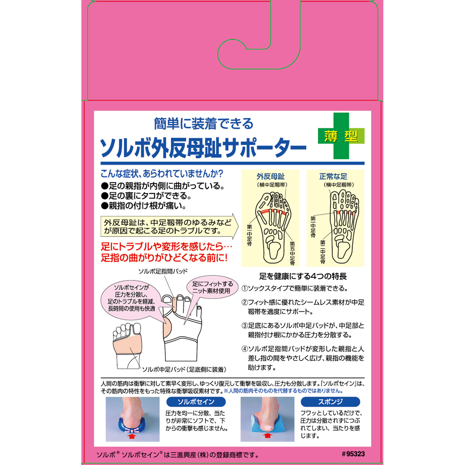 ソルボ外反母趾サポーター薄型M 左 三進興産