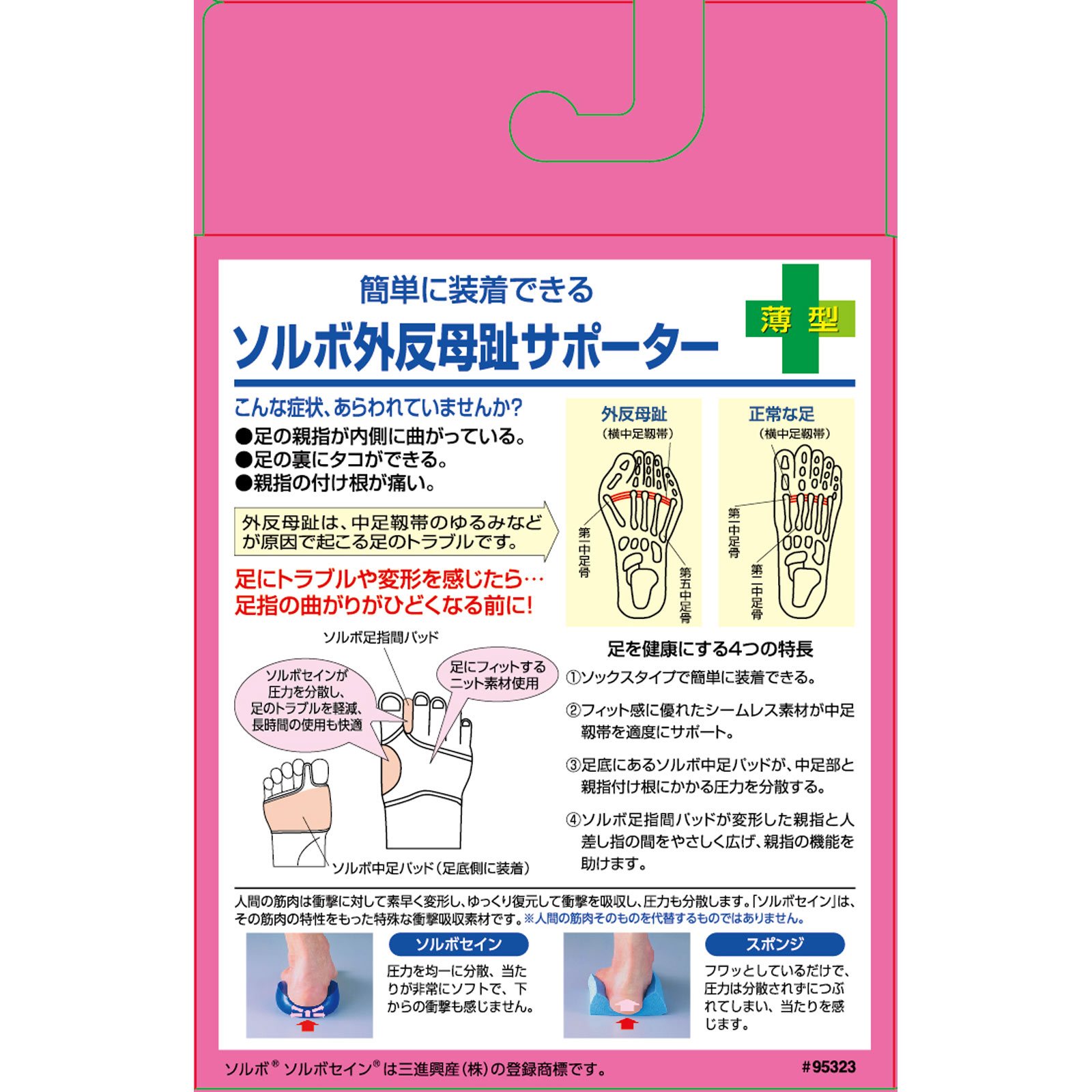 ソルボ外反母趾サポーター薄型M 右 三進興産