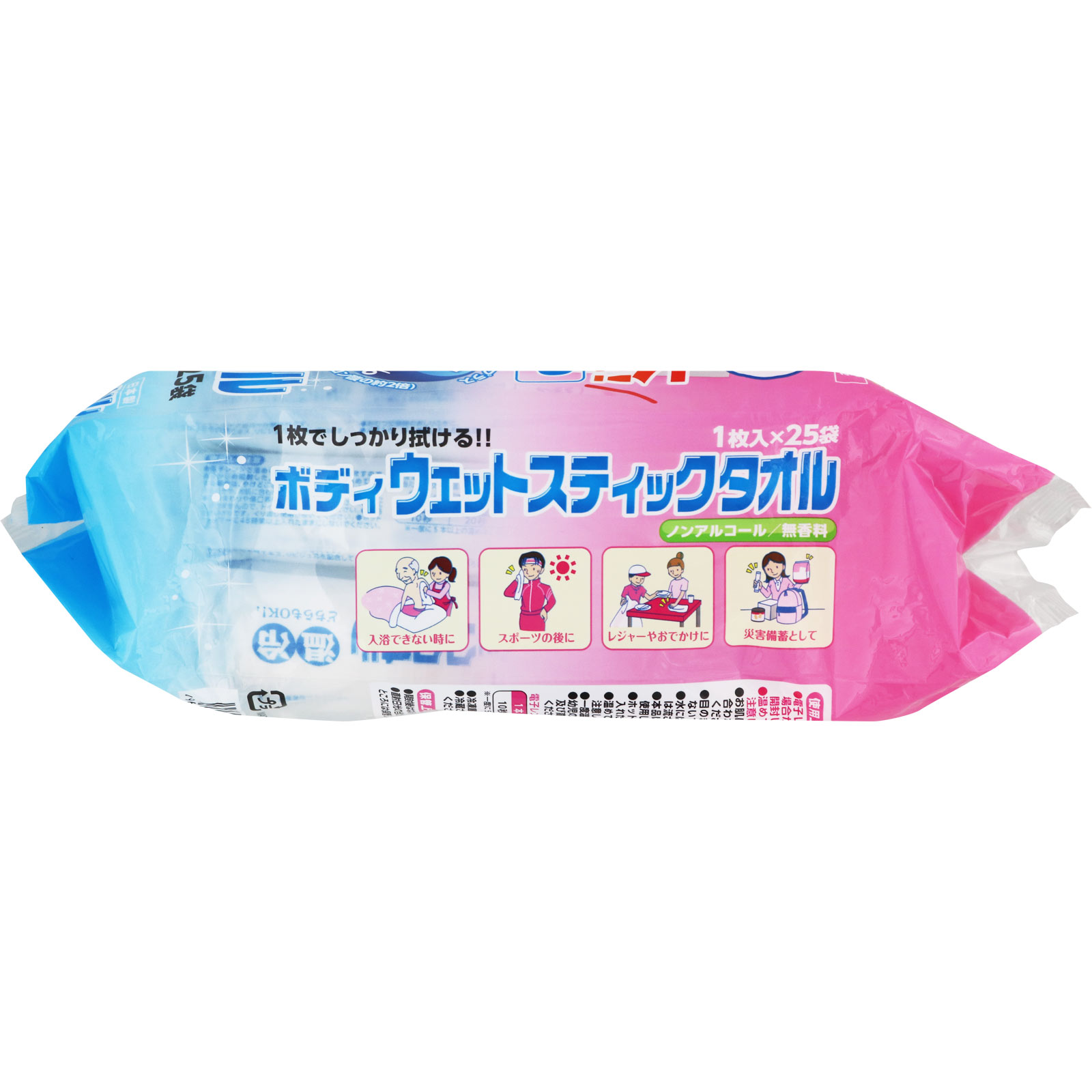 ボディウエットスティックタオル 25袋 大一紙工