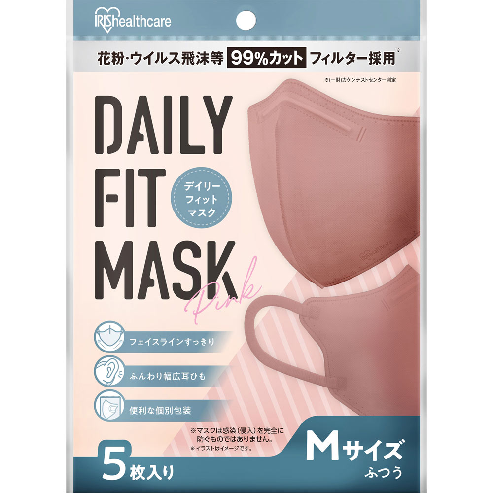 ＤＡＩＲＹＦＩＴＭＡＳＫ 立体マスクふつう ピンク ５枚入 アイリスオーヤマ