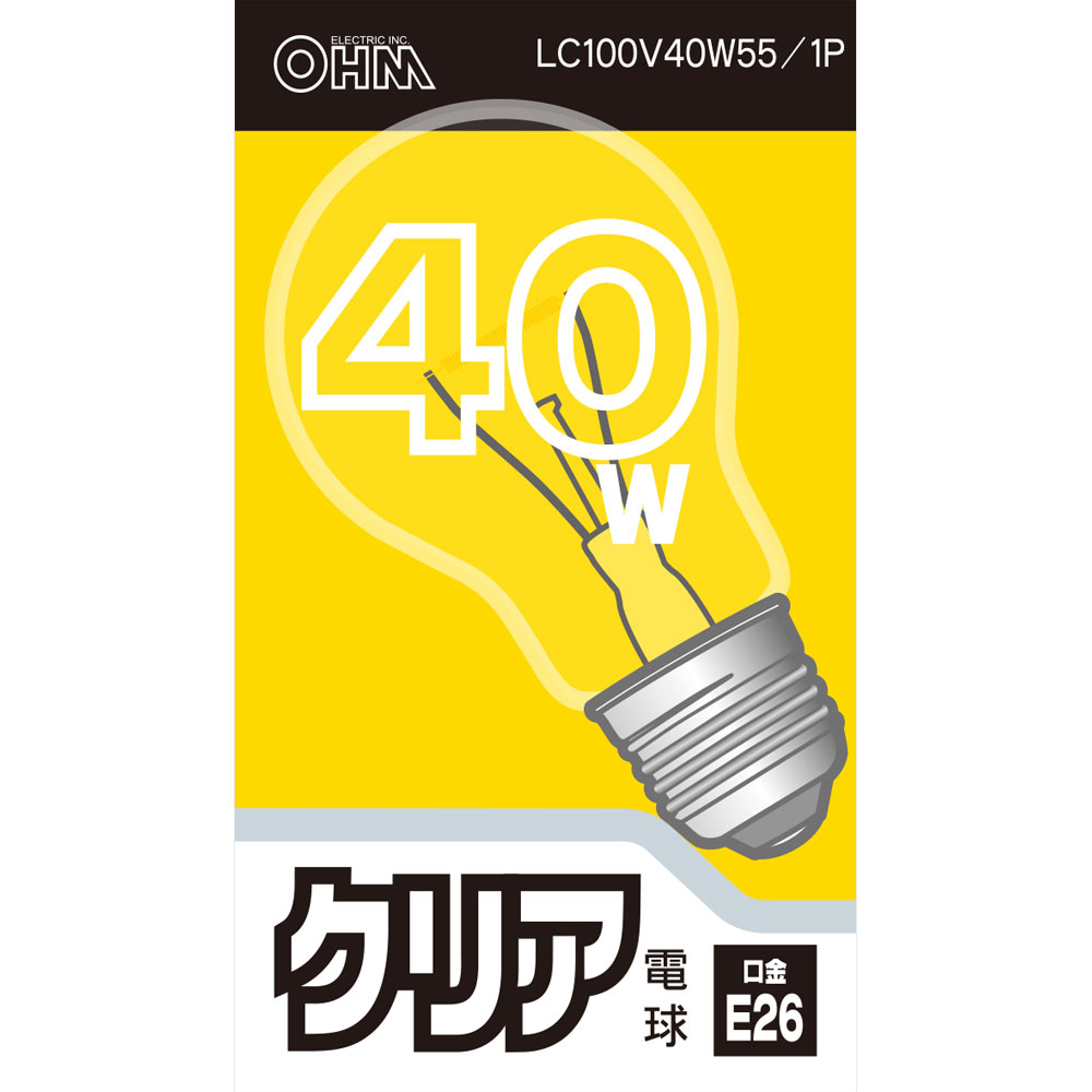 ＯＨＭ　クリア電球４０Ｗ形 ＬＣ１００Ｖ３８Ｗ オーム電機