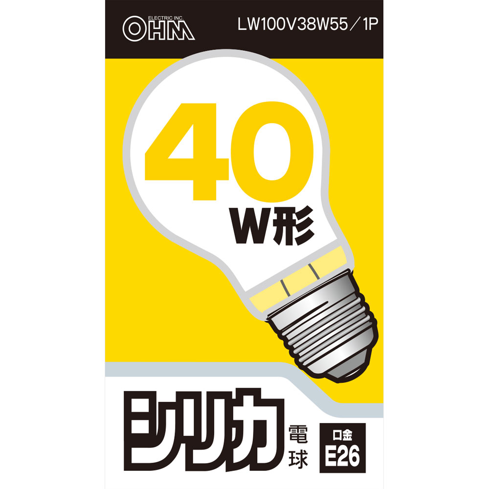 ＯＨＭ　シリカ電球４０Ｗ形 ＬＷ１００Ｖ３８Ｗ オーム電機