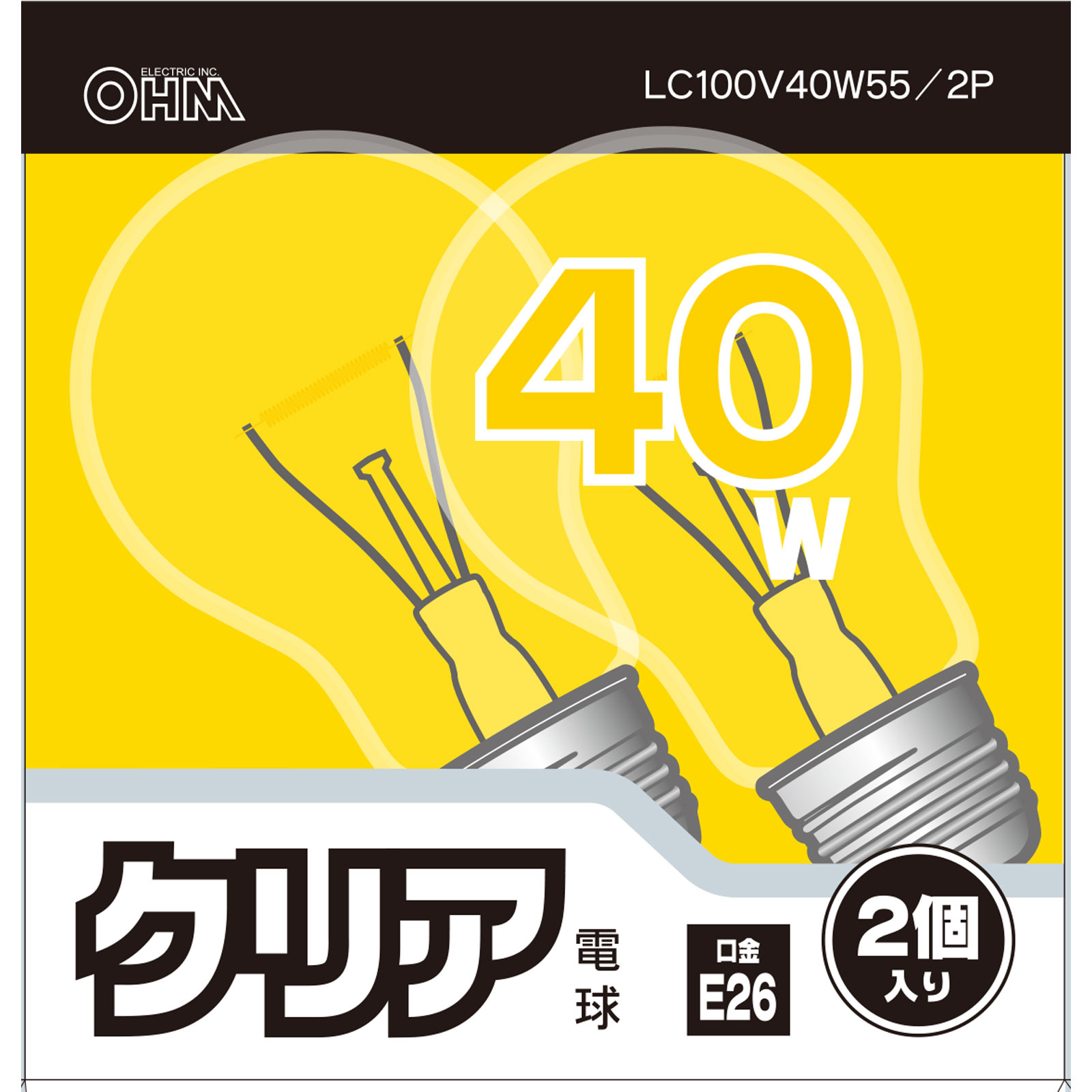 ＯＨＭ　クリア電球４０Ｗ形２Ｐ ＬＣ１００Ｖ３８Ｗ２ＰＡ オーム電機
