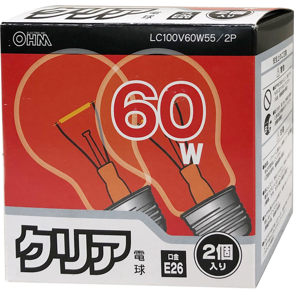 ＯＨＭ　クリア電球６０Ｗ形２Ｐ ＬＣ１００Ｖ５７Ｗ２ＰＡ オーム電機