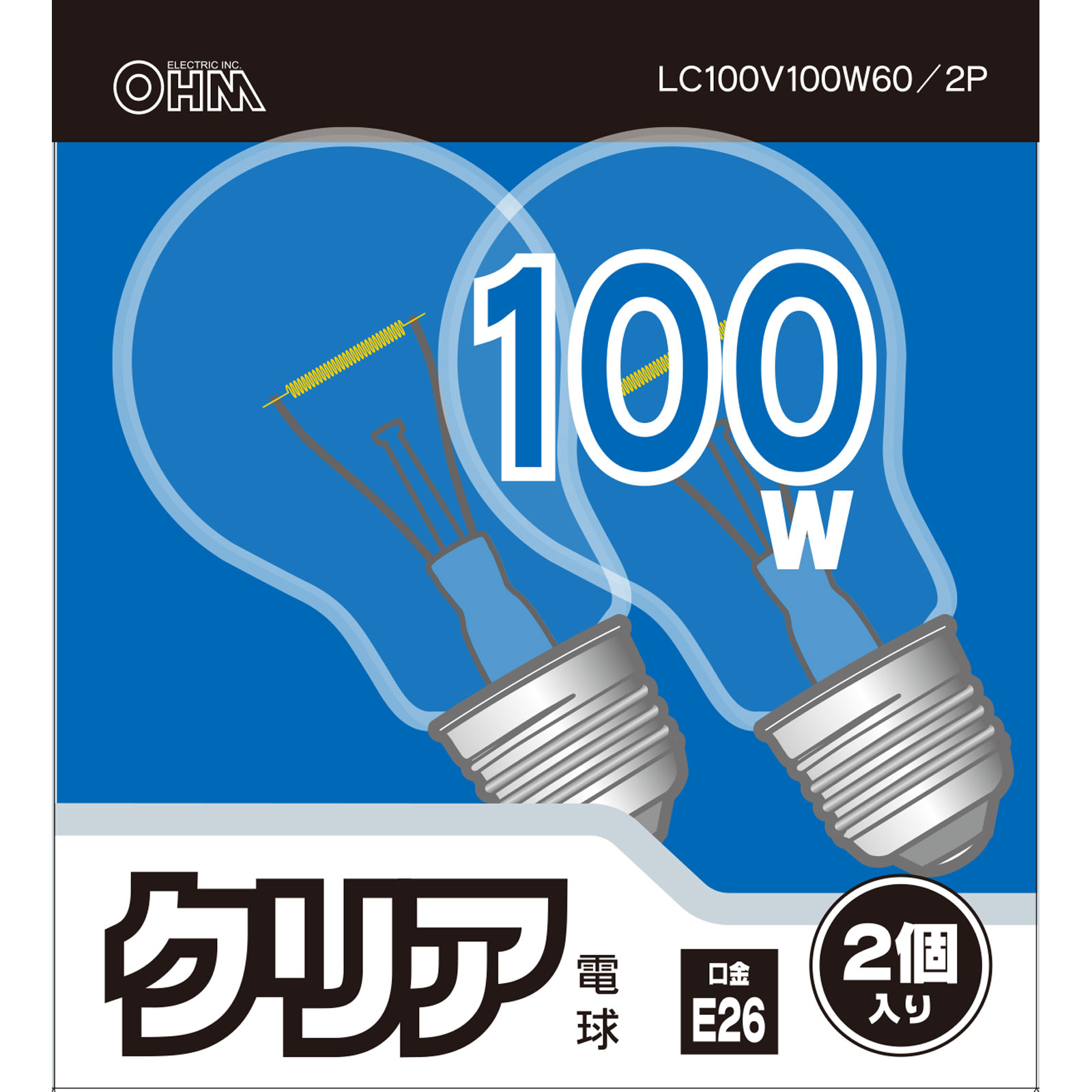 ＯＨＭ　クリア電球１００Ｗ形２Ｐ ＬＣ１００Ｖ９５Ｗ２ＰＡ オーム電機