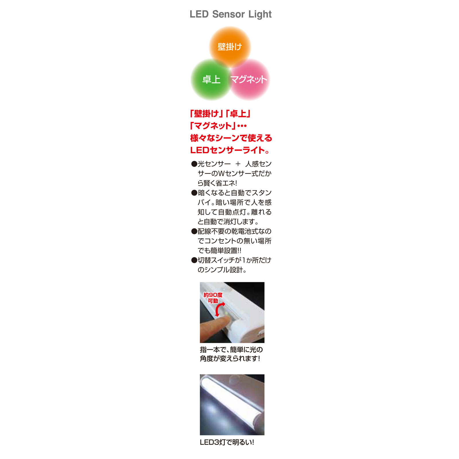 ＯＨＭ　ＬＥＤセンサーライト　Ｌ０３３Ｍ－Ｗ ＮＩＴ－Ｌ０３３Ｍ－Ｗ オーム電機