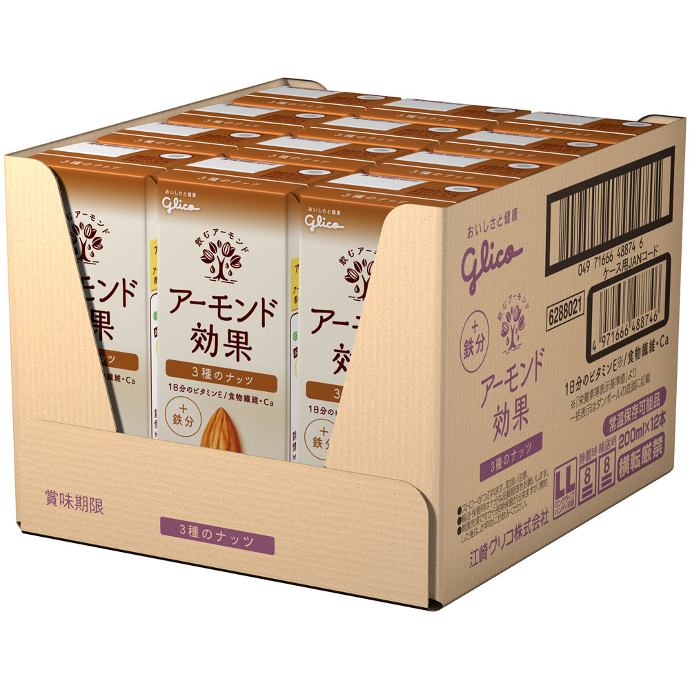 アーモンド効果３種のナッツ ２００ｍＬ×１２ グリコ乳業