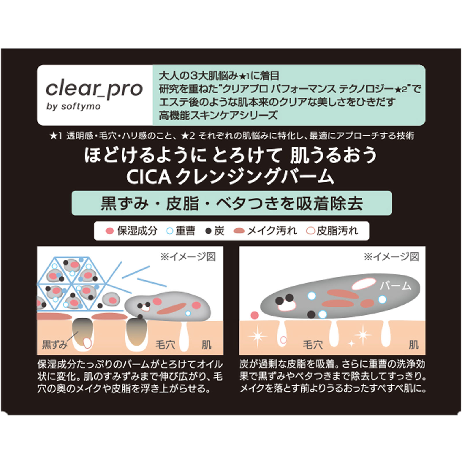 ソフティモ　クリアプロ　クレンジングバーム　ＣＩＣＡ　ブラック ９０ｇ ＫＯＳＥコスメポート