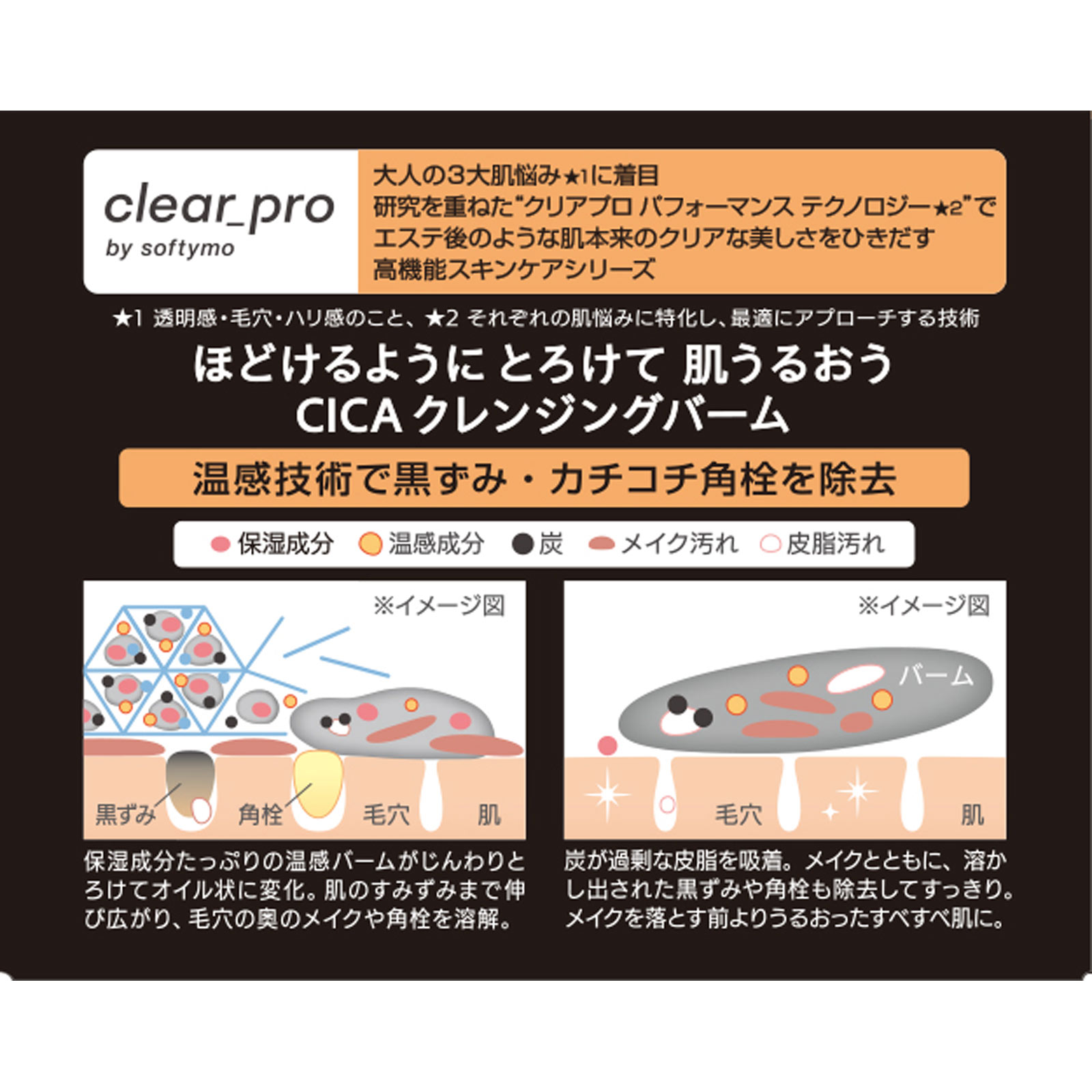 ソフティモ　クリアプロ　クレンジングバーム　ＣＩＣＡ　ブラックホット ９０ｇ ＫＯＳＥコスメポート