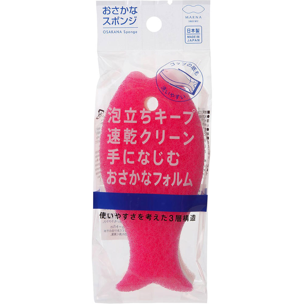 おさかなスポンジ　　レッド １個 株式会社マーナ