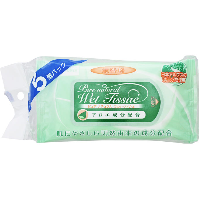 ＭＫＣピュアウェット　アロエエキス配合 １０枚×５個