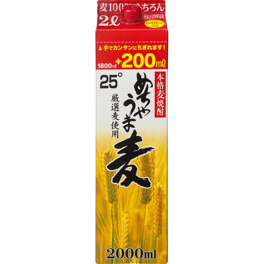 ２５度 めちゃうま麦 パック ２０００ｍｌ 鷹正宗