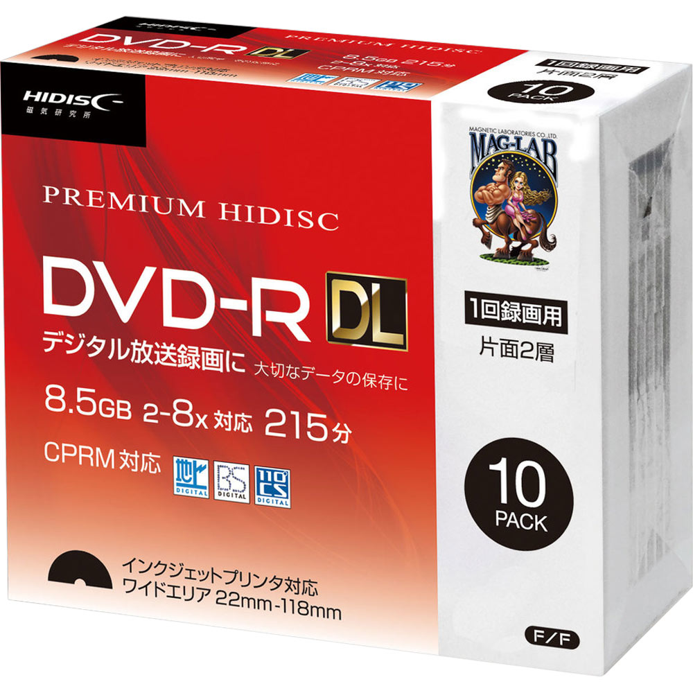 DVD-R DL 録画用 8倍速対応 8.5GB 1回 CPRM対応 スリムケース Ｒ＿ＤＬ＿２層１０Ｐ 磁気研究所