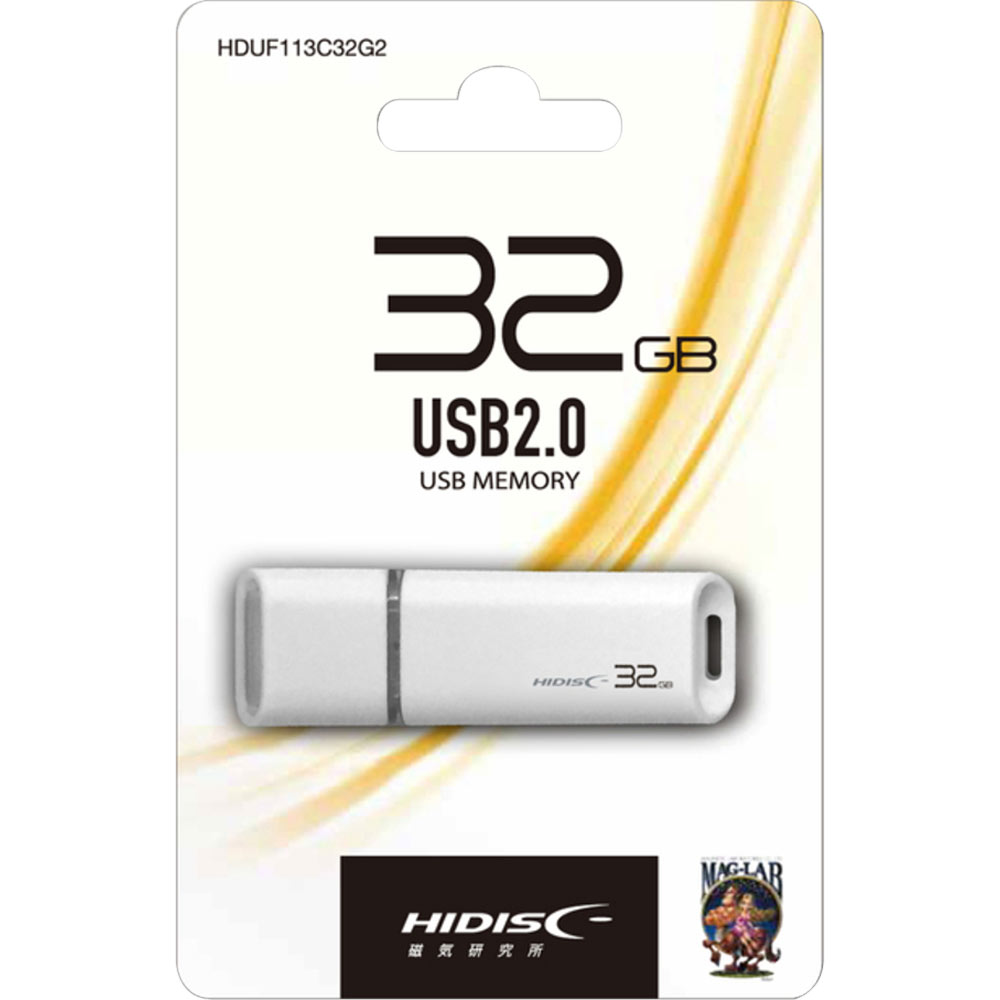 HIDISC  フラッシュドライブ  白 キャップ式 ＵＳＢ２．０　３２ＧＢ 磁気研究所