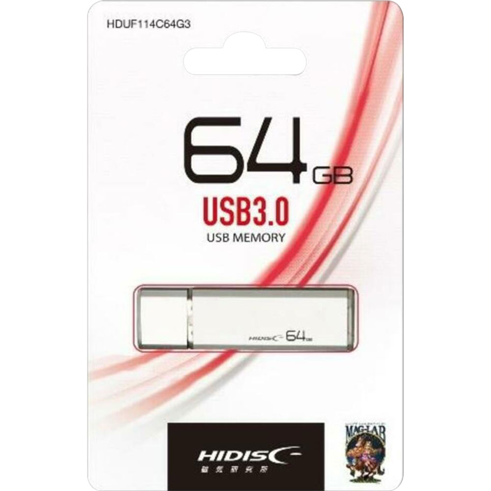 HIDISC  フラッシュドライブ  シルバー キャップ式 ＵＳＢ３．０　６４ＧＢ 磁気研究所