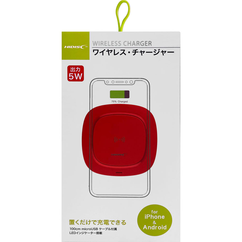 置くだけ急速充電器 wireless charger for smartphone レッド ワイヤレスチャージャ－ 磁気研究所