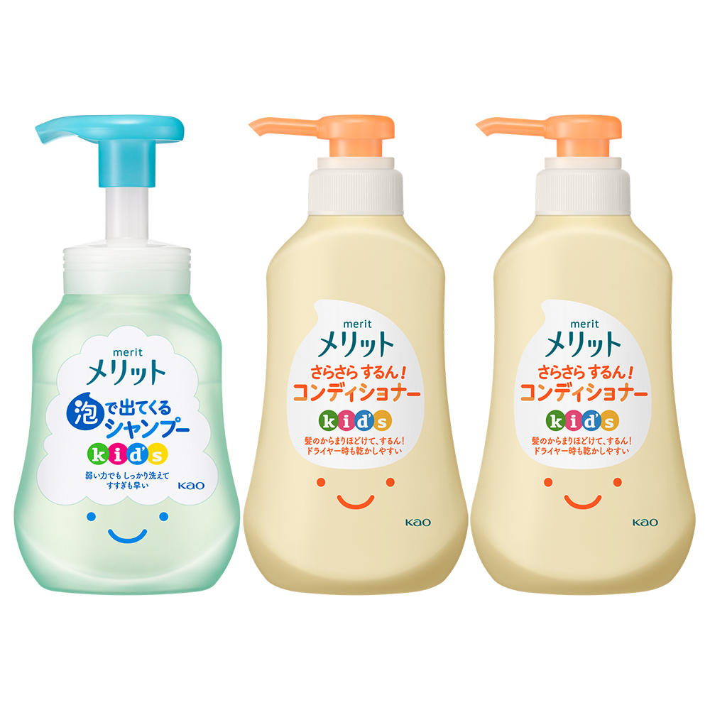メリットキッズ　泡シャンプー1個＆コンディショナー2個 １０２０ｍｌ 花王