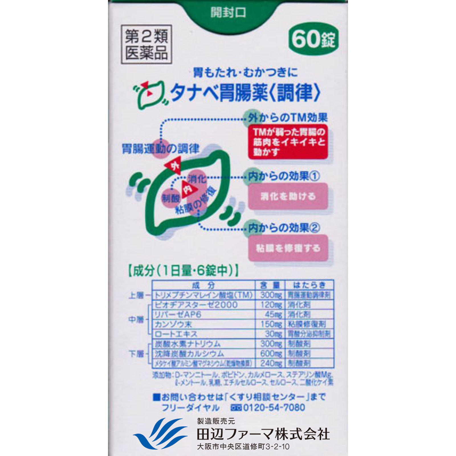 タナベ胃腸薬 【調律】 ６０錠 田辺ファーマ 【第2類医薬品】