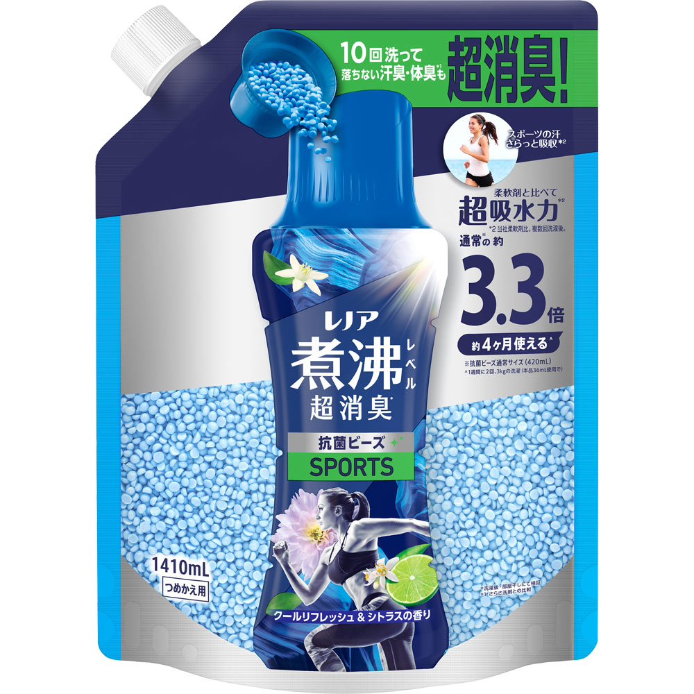 レノア煮沸レベル消臭抗菌ビーズ スポーツ クールリフレッシュ＆シトラスの香りつめかえ用超特大 １４１０ｍｌ Ｐ＆Ｇジャパン