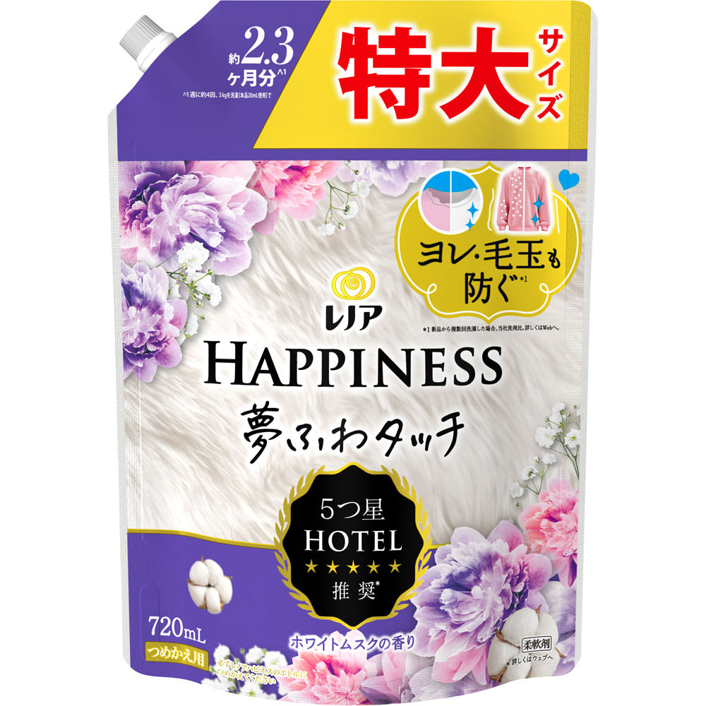 レノア　ハピネス　夢ふわタッチ　柔軟剤　ホワイトムスク ７２０ｍＬ Ｐ＆Ｇジャパン