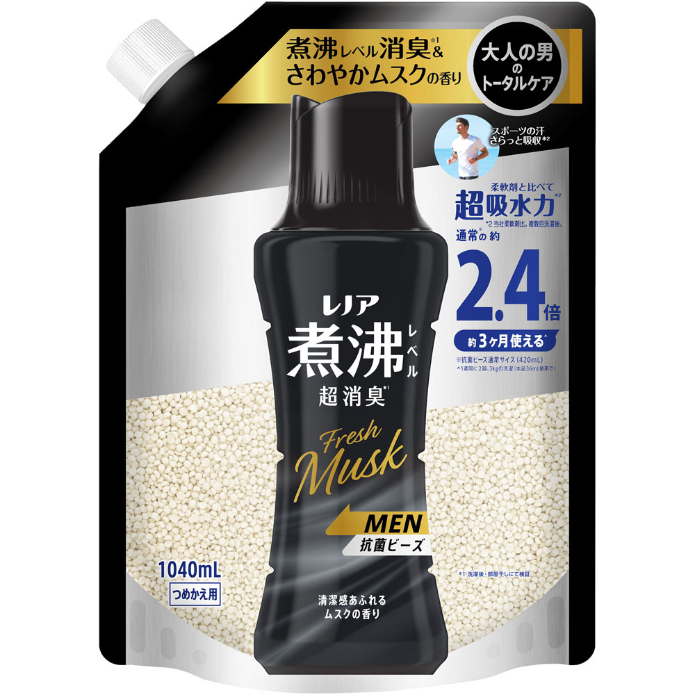 レノア 煮沸レベル超消臭 抗菌ビーズ MEN Fresh Musk 清潔感あふれるムスクの香り 詰め替え １０４０ｍＬ Ｐ＆Ｇジャパン