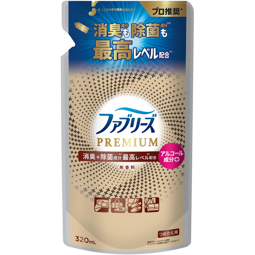 ファブリーズＷ除菌＋消臭　プレミアム　無香料　つめかえ ３２０ｍＬ Ｐ＆Ｇジャパン