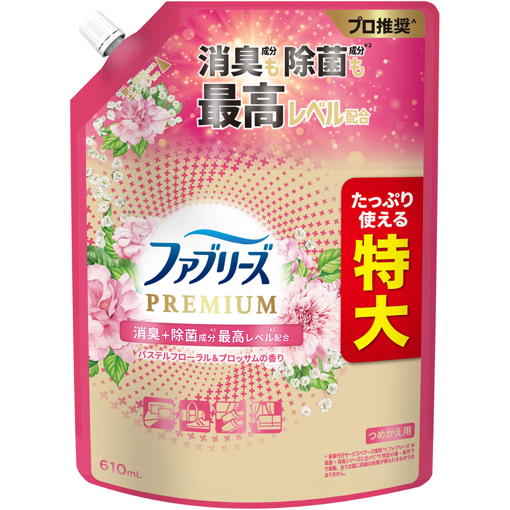 ファブリーズW除菌+消臭 プレミアム パステルフローラルアンドブロッサムの香り つめかえ特大サイズ 610mL P&Gジャパン