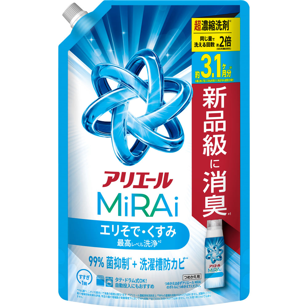 アリエールミライ　超濃縮つめかえウルトラジャンボサイズ ９８０ｇ Ｐ＆Ｇジャパン