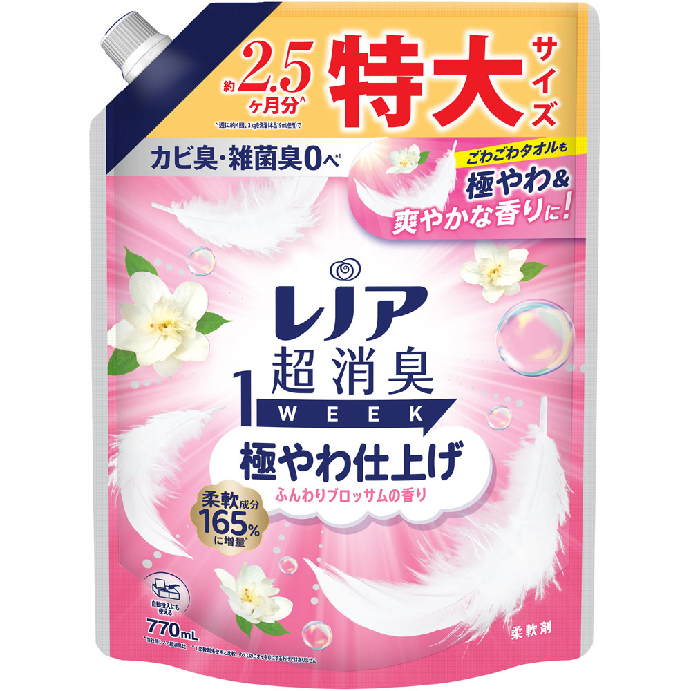 レノア超消臭１ｗｅｅｋ極やわ仕上げふんわりブロッサムの香りつめかえ用特大サイズ ７７０ｍＬ Ｐ＆Ｇジャパン