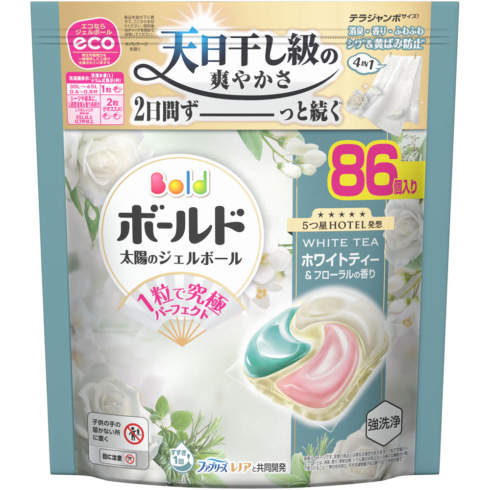 ボールドジェルボール４Ｄホワイトティー＆フローラルテラジャンボ ８６個 Ｐ＆Ｇジャパン