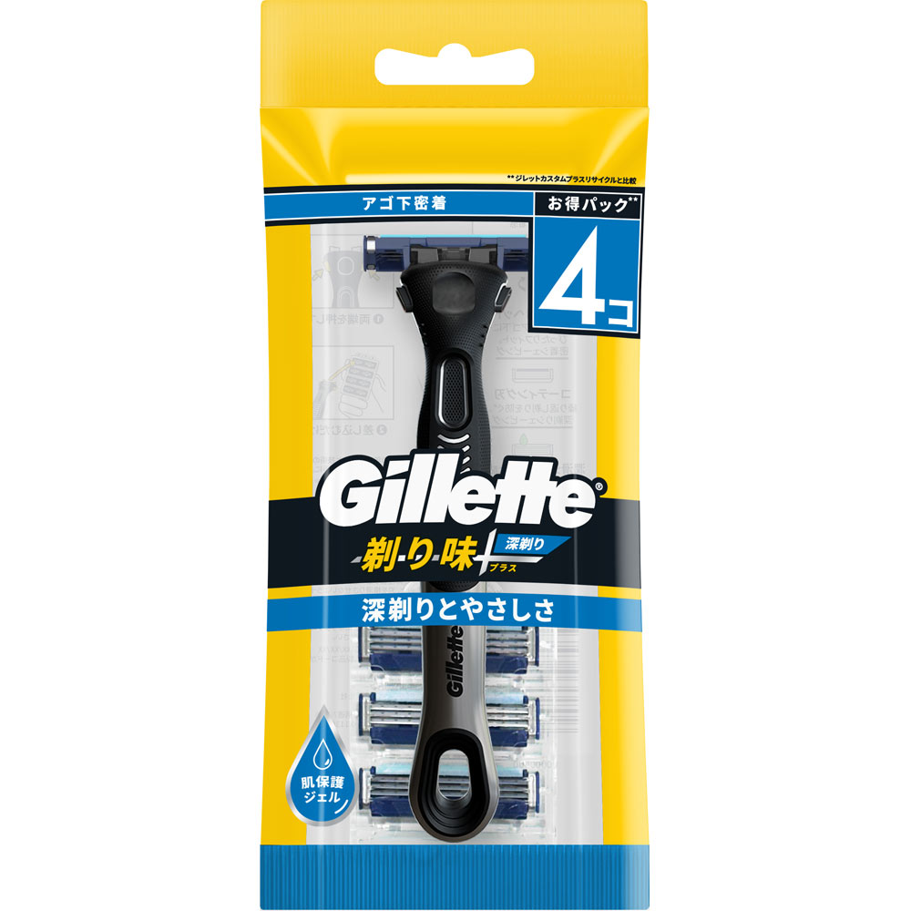 ジレット剃り味プラス　深剃り　３Ｂホルダー付 替刃４個付 Ｐ＆Ｇジャパン