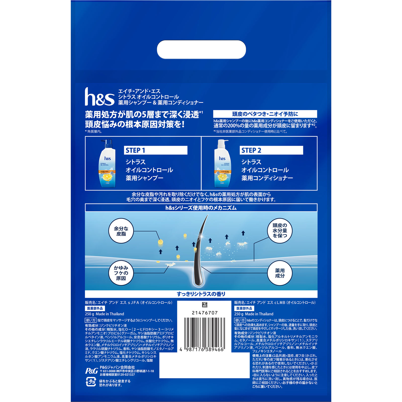 エイチアンドエスお試しシトラスオイルコントロール　本体ペア ２６０ｇ＋２６０ｇ Ｐ＆Ｇジャパン (医薬部外品)