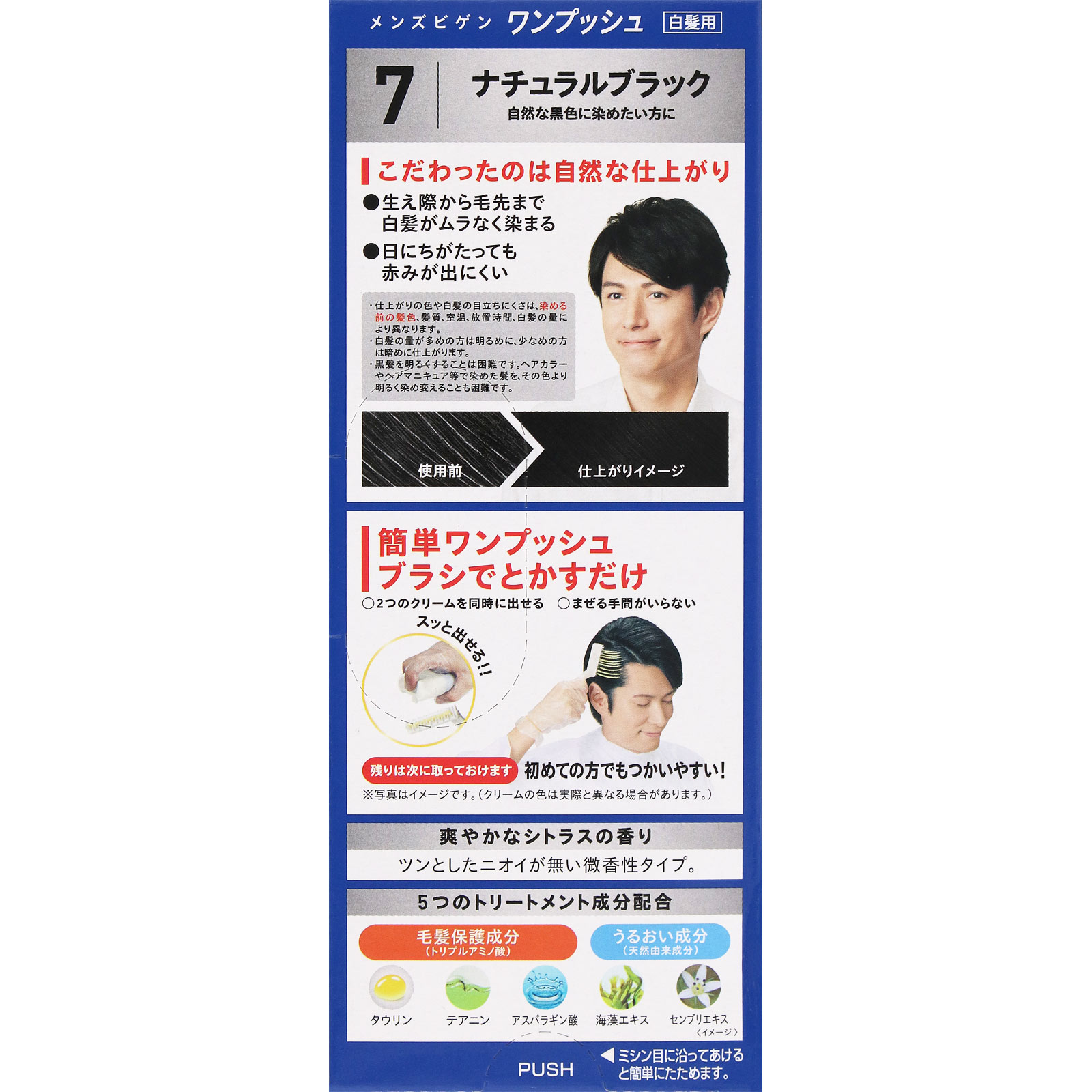 メンズビゲン ワンプッシュ ７ ナチュラルブラック ４０ｇ＋４０ｇ ホーユー (医薬部外品)