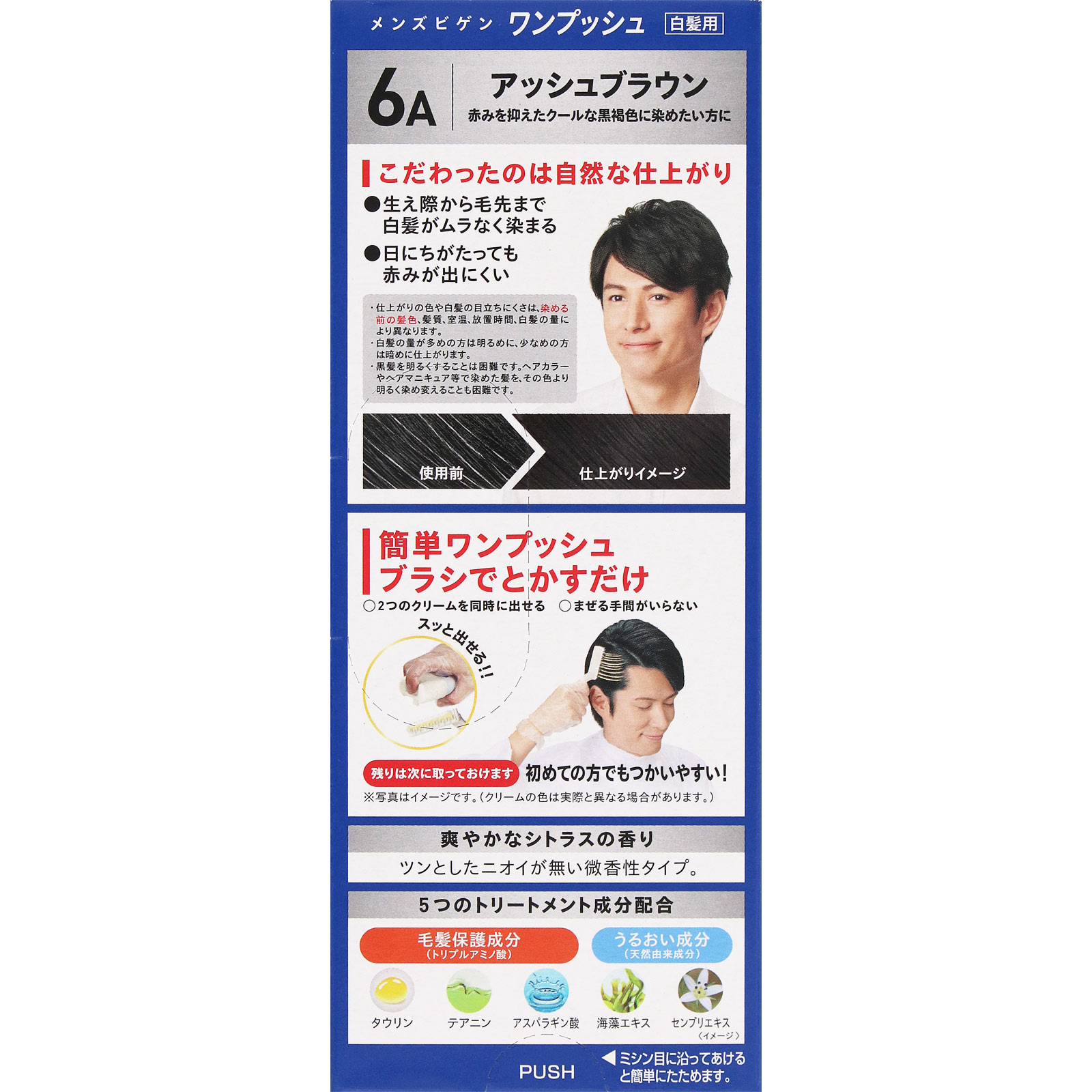 メンズビゲン ワンプッシュ ６Ａ アッシュブラウン ４０ｇ＋４０ｇ ホーユー (医薬部外品)