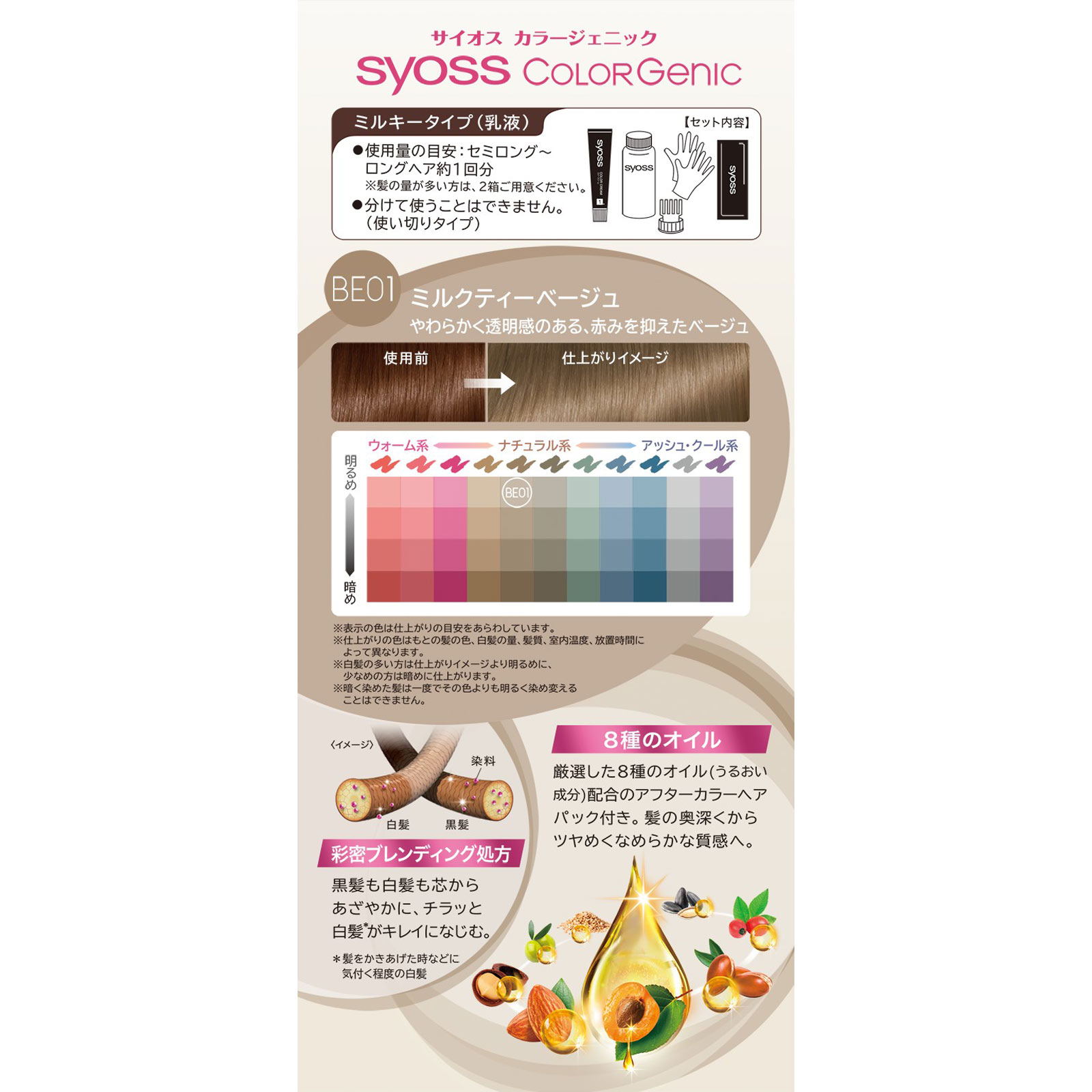 5374 カラーリング剤 サイオス カラージェニック ミルキー BE01 | マツキヨココカラ