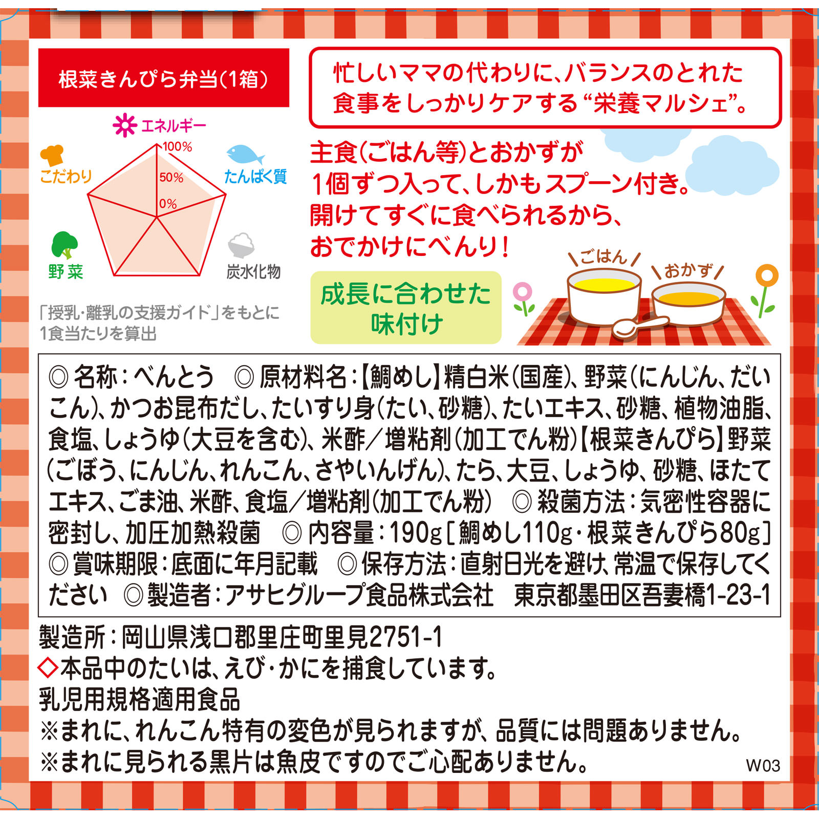 BIGサイズの栄養マルシェ 根菜きんぴら弁当 １１０ｇ、８０ｇ 和光堂