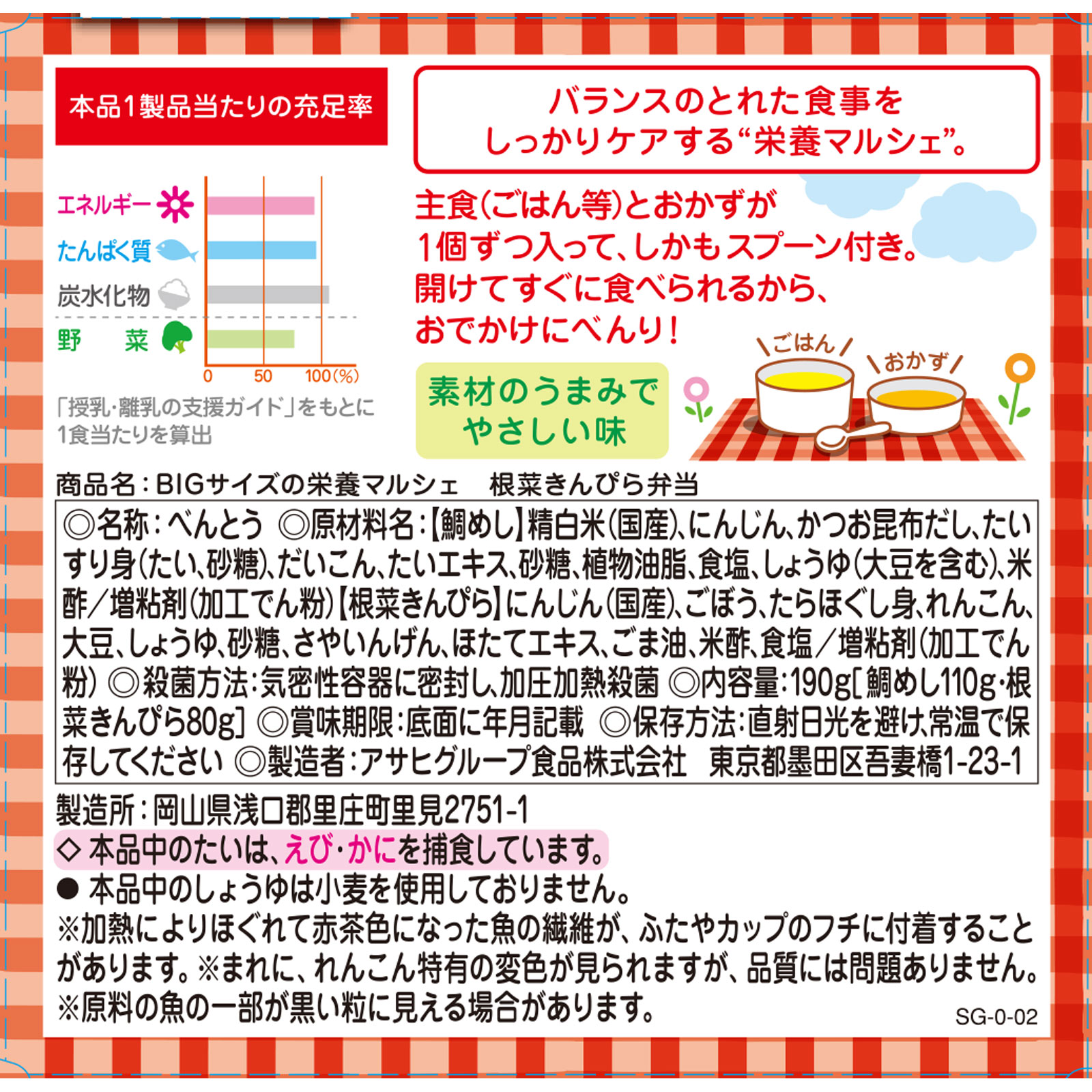 BIGサイズの栄養マルシェ 根菜きんぴら弁当 １１０ｇ、８０ｇ 和光堂