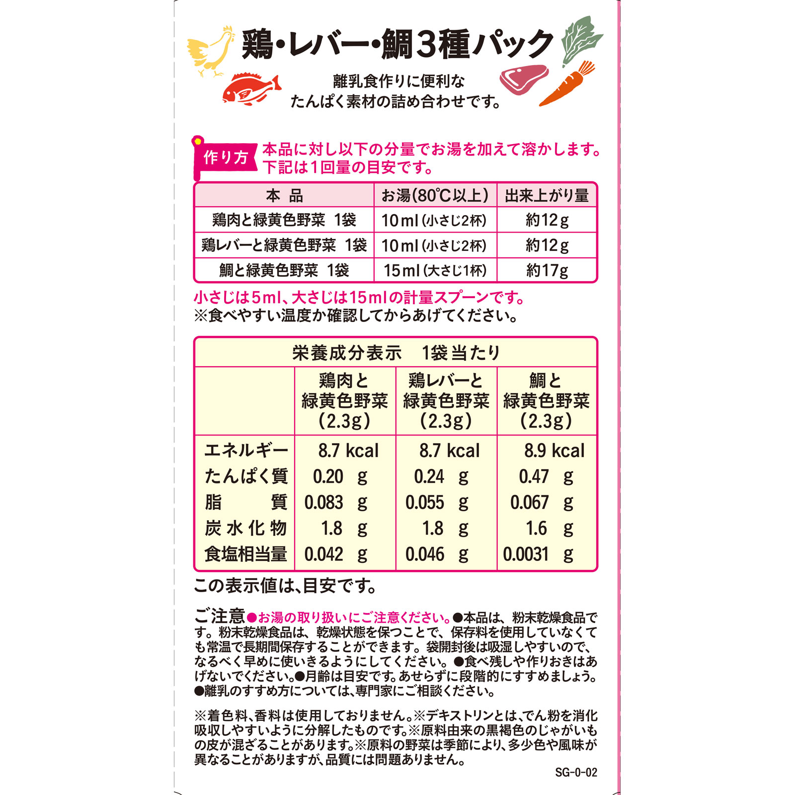 手作り応援 鶏・レバー・鯛の3種パック 18.4g 和光堂