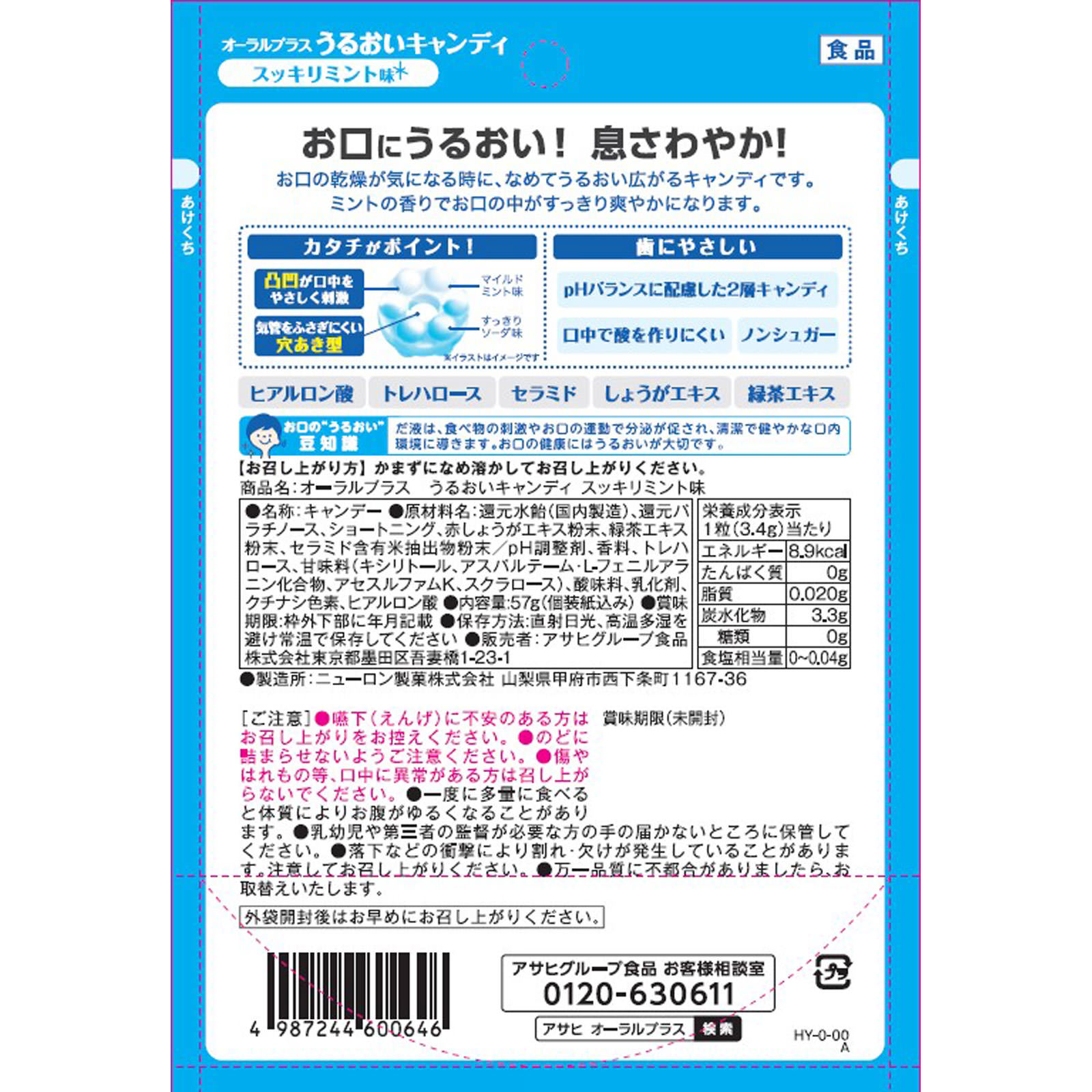 オーラルプラス うるおいキャンディ スッキリミント味 ５７ｇ 和光堂