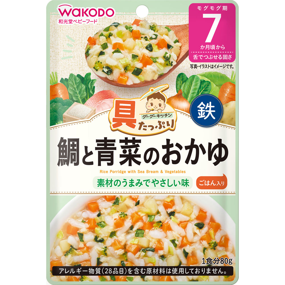 具たっぷりグーグーキッチン　鯛と青菜のおかゆ ８０ｇ 和光堂