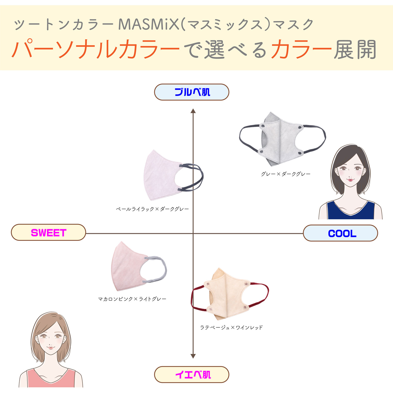 MASMIXマスク ペールライラック×ダークグレイ | マツキヨ