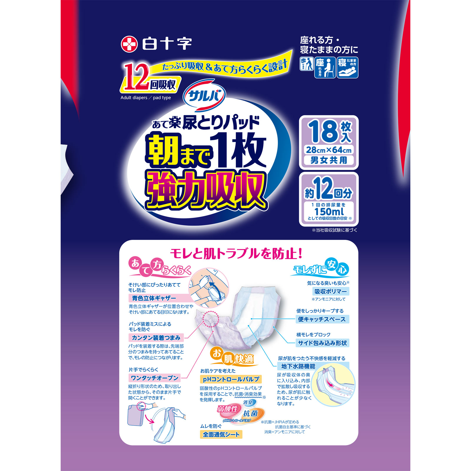 サルバ 朝まで1枚ぐっすりパッド 強力吸収 | マツキヨココカラ