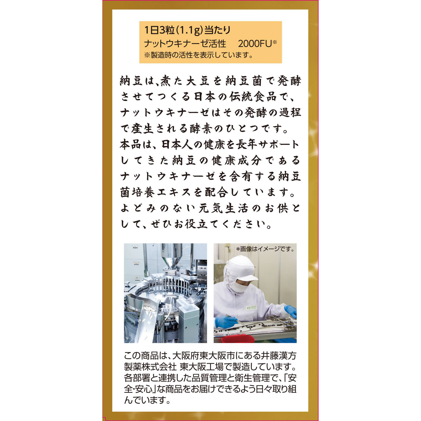 納豆キナーゼ2000FU １８０粒 井藤漢方製薬
