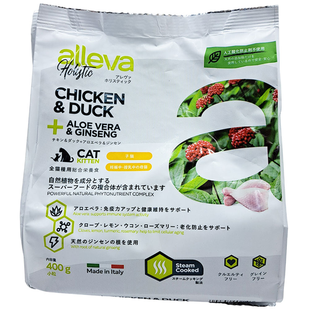 アレヴァ　ホリスティック　チキン＆ダック　アロエ＆ジンセン　キトン小粒 ４００ｇ ディウサペットジャパン